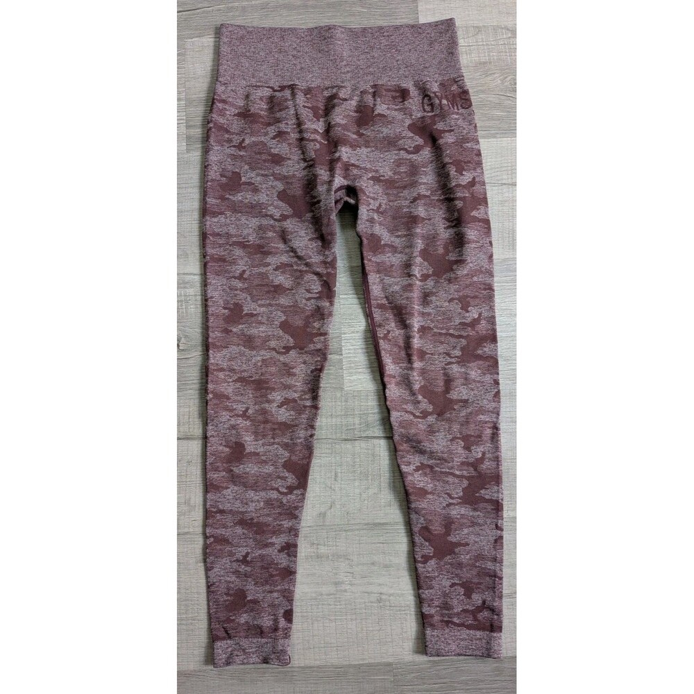 Gymshark Adapt Camo Seamless Ribbed Leggings Berry Women's Sz L